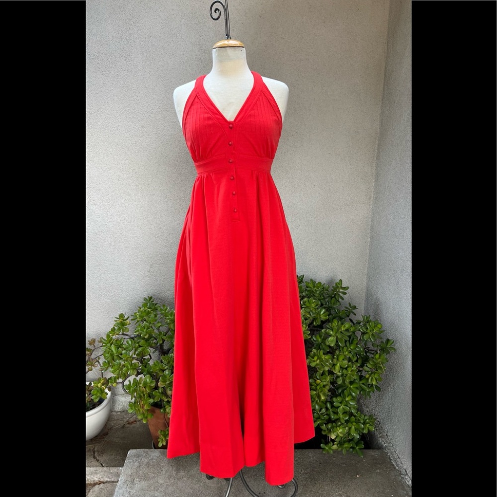 Vintage groovy orange maxi sleeveless dress size S/XS. Custom made